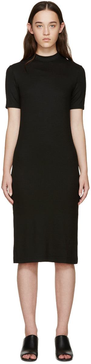 Black Ribbed Jersey Dress