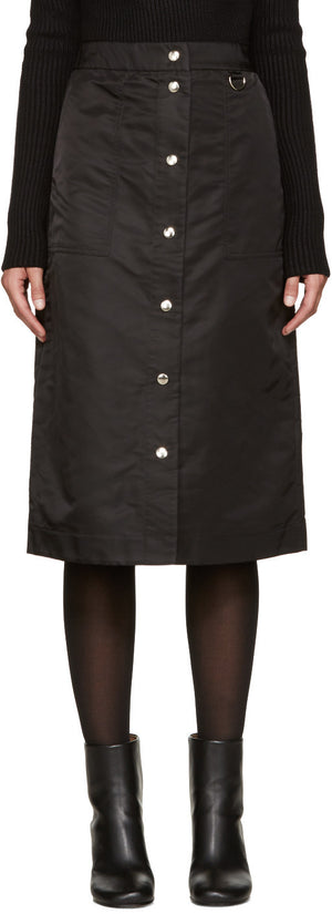 Black Nylon Button Skirt