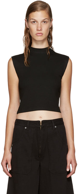 Black Cropped Muscle Top