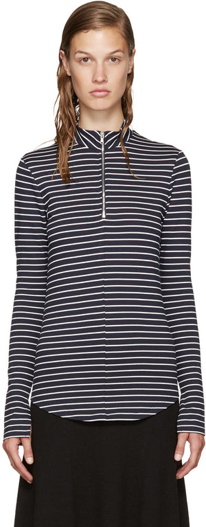 Navy Zip Mock Neck T-Shirt